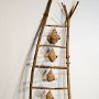 Michelle Lougee, "Ascent," 2013, Wood and crochet plastic bags, 78 x 22 x 14 inches.