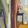 Jeanine Sobell Pastore, Cottage Memories #3, Oil on cradled wood; 8 x 8 inches. $650<br />