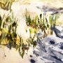 Karen Wihbey, Marsh, Acrylic monotype; 17 x 17 inches. $250<br />