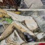 Kaffee Kang, Undress in Layers, Mixed media, collage; 22 x 30 inches, $1,500<br />