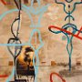 Alexandra Sheldon, Listening to John Lennon or Painting as a Form of Positive Living, Mixed media; 24 x 24 inches. $800<br />