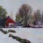 Douglas H. Caves Sr., Red Barn in Winter, Acrylic on canvas; 16 x 20 inches. $1,800<br />