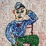 Maggie Stern, Matisse, Thread, linen; 7 x 5 inches. $200<br />
