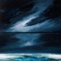 Bethany Peck, Indigo’s Familiar, Oil on board; diptych 16 x 16 inches total. $400<br />