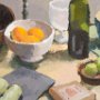 Doron Putka, Still Life with Apricots, Oil on linen; 16 x 19 inches. $850<br />