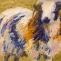 Carolyn Letvin, Single Sheep #60, Oil stick on wood; 18 x 18 inches. $600<br />