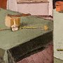 Janet Amphlett, Night Renovations, Oil on canvas; 12 x 24 inches. $700<br />