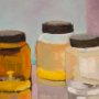 Patience Epstein, Mom’s Medium Bottles, Oil on board; 11 x 14 inches. $400<br />